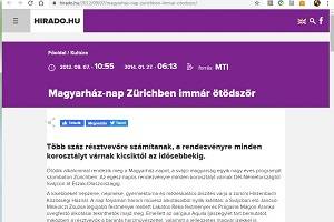 A zürich-i Magyarház-nap rendezvényeinek keretében Mágori Aranka kiállítása is látható volt. Itt a hirado.hu beszámolója. Forrás: https://hirado.hu/2012/09/07/magyarhaz-nap-zurichben-immar-otodszor/.